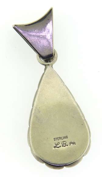 Sterling Silver Signed LBH Turquoise Pendant