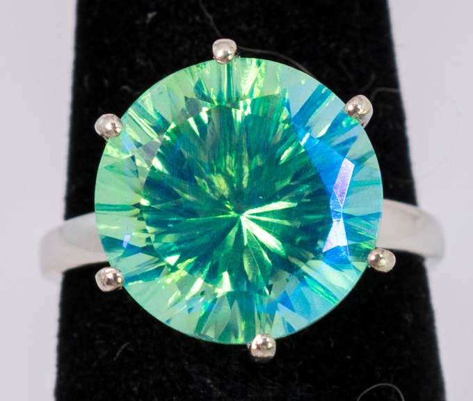 Colossal Blue-Green Mystic Quartz in Sterling Silver