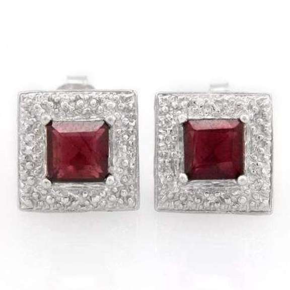 2 CARAT GARNET 925 STERLING SILVER EARRINGS