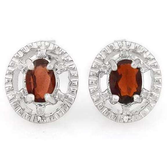 1.40 CARAT GARNET STERLING SILVER EARRINGS STUD