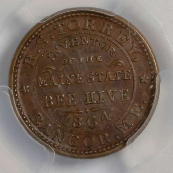 1864 R S Terrey Only Maine CW Token AU 58