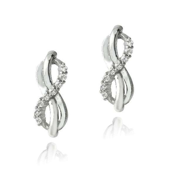 Sterling Silver 1/2ct Created White Sapphire Infinity Swirl Stud Earrings