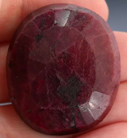 Fiery 134ct oval cut deep red Ruby