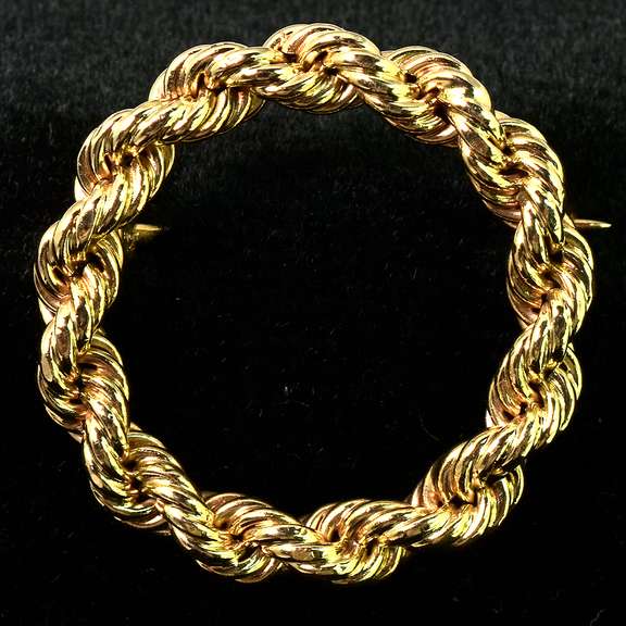 Circular Rope-Style Brooch in 14KT Yellow Gold