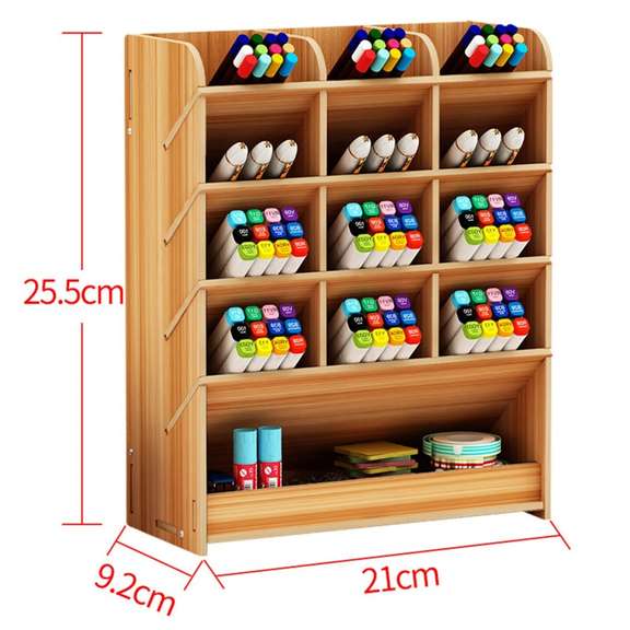 Wooden Desk Organizer DIY Pen Holder Box