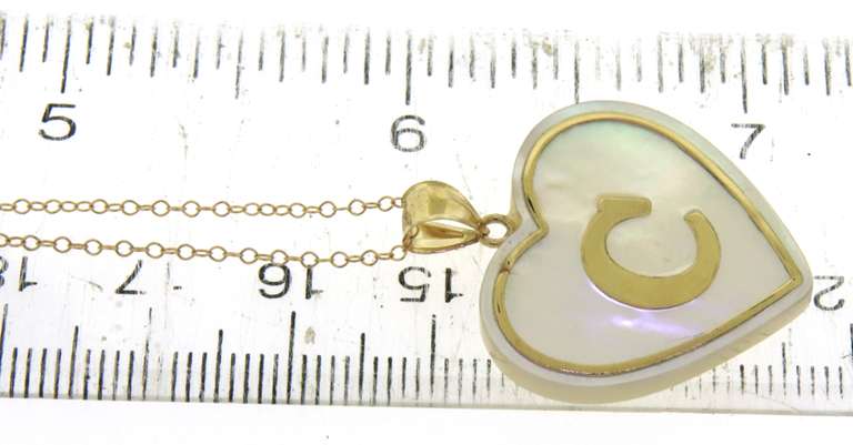 Cute Yellow Gold C Heart Shaped Pendant on Chain