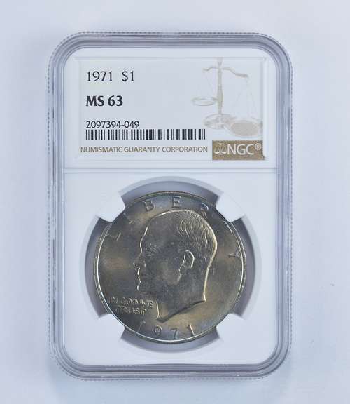 MS63 1971 Eisenhower Dollar - RAINBOW TONED - Graded NGC
