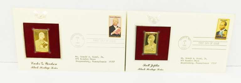 2 Black Heritage 1st Day Issues & 22KT Gold Stamps