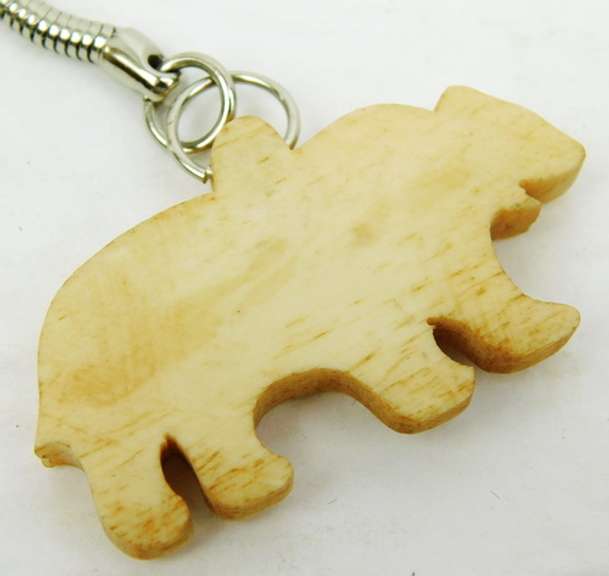 Vintage Navajo Carved Bone Bear on Key Chain
