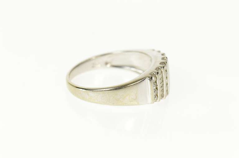 10K White Gold Diamond Channel Graduated Statement Band Ring