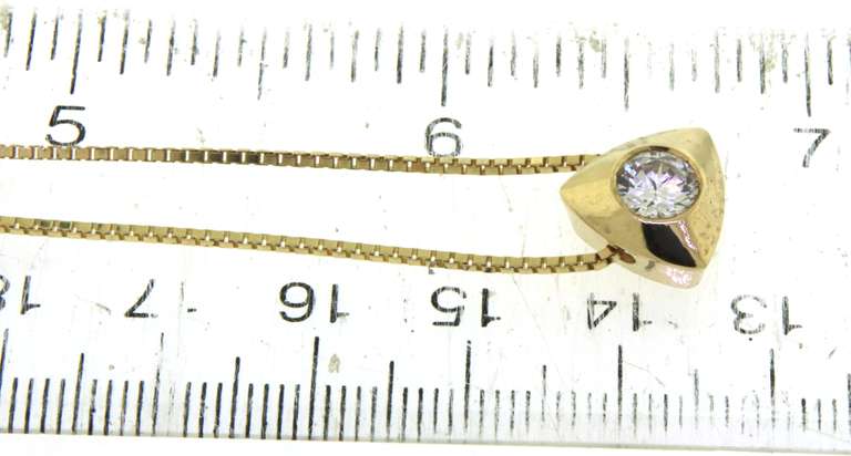 Modern Yellow Gold Triangle CZ Slide Pendant on Chain