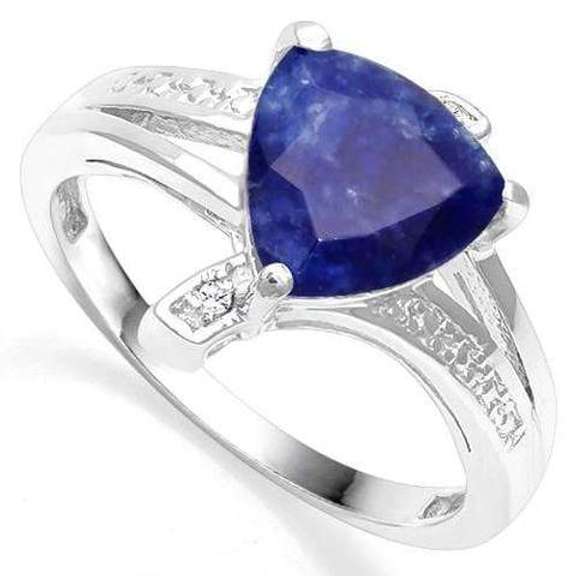 925 STERLING SILVER 1.60. CT ENHANCED GENUINE SAPPHIRE & DIAMOND COCKTAIL RING