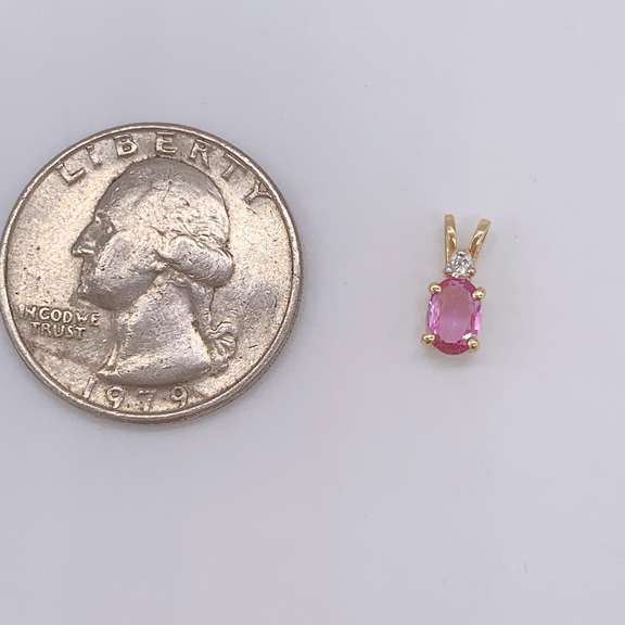 14kt Gold, Pink Sapphire, & Diamond Pendant