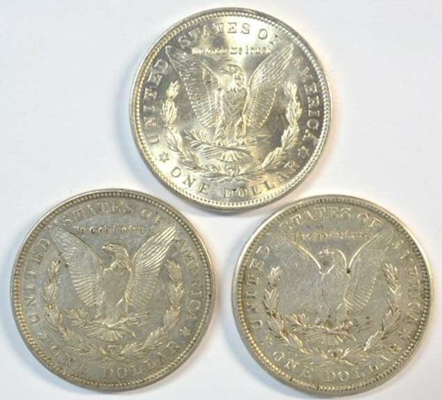 Very nice 1921 P-D-S Morgan Silver Dollars. Last year issue