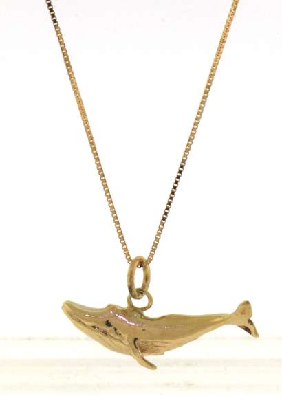Playful 14kt YG Whale Charm Necklace