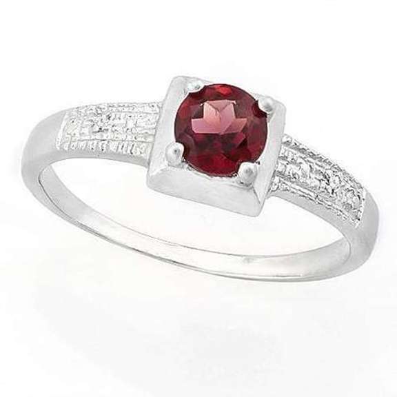 SUPERB ! 3/5 CARAT GARNET & DIAMOND STERLING SILVER RING