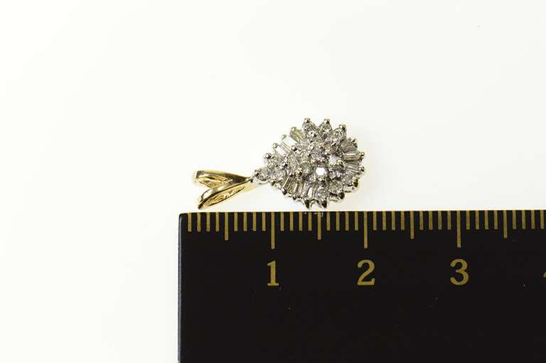 10K Yellow Gold Pear Classic Diamond Cluster Statement Pendant