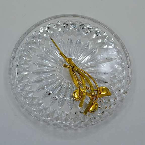 Vintage Signed Charles Reis Co. 12 KGF Bamboo Branches Brooch With Jade Stones