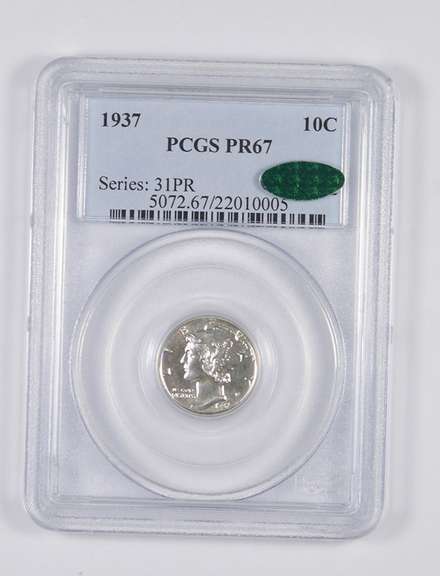 PR67 CAC 1937 Mercury Dime - Graded PCGS