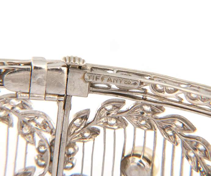 Antique Tiffany & Co Belle Epoque Circa 1900's Pearl and Diamond Necklace, Platinum