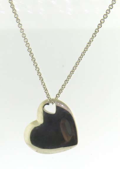 Tiffany & Co Stencil Puff Heart Cotout Pendant on Chain