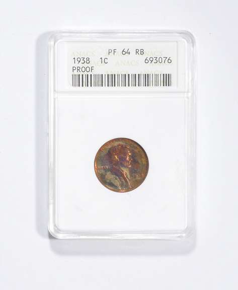 PF64 RB 1938 Lincoln Wheat Cent - Proof - Graded ANACS