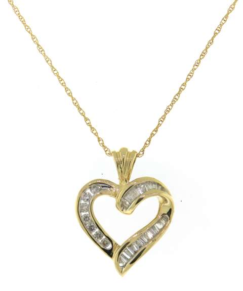 Dazzling Yellow Gold Diamond Heart Shaped on Chain