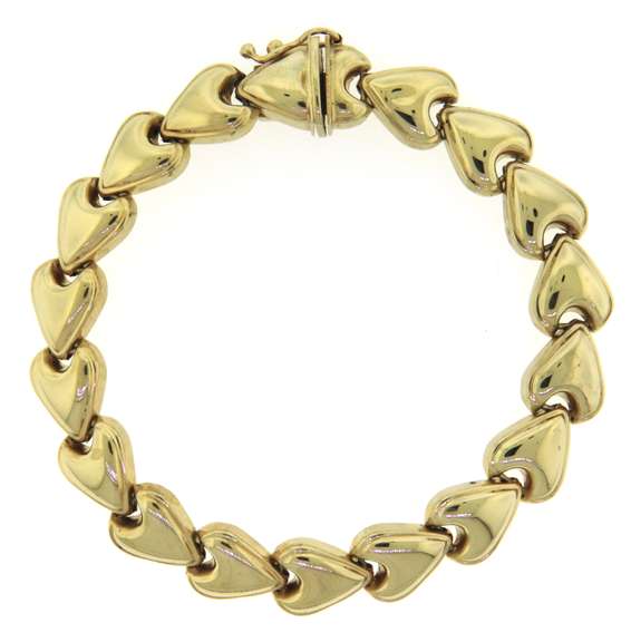 Incredible Yellow Gold Puffed Heart Bracelet