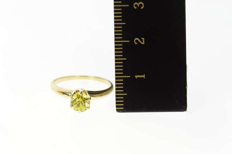 14K Yellow Gold Round Yellow Cubic Zirconia Solitaire Simple Ring
