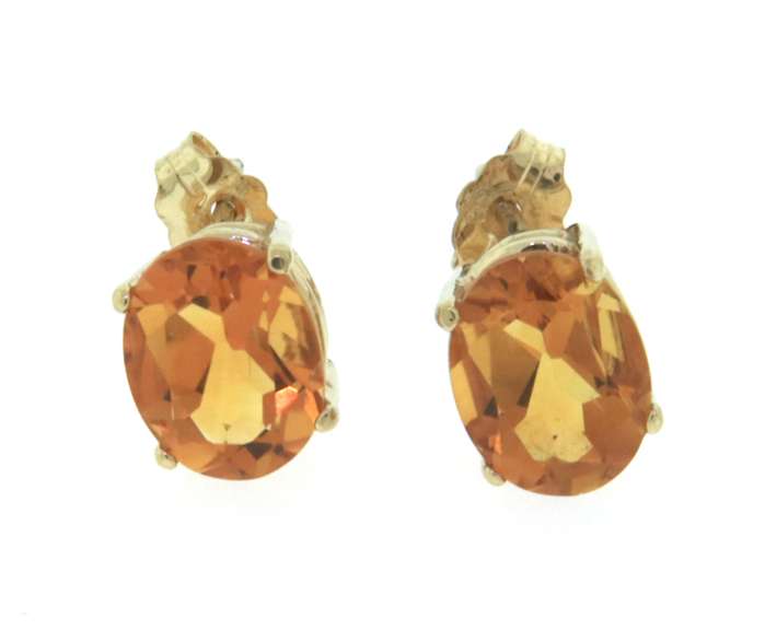 Stunning Oval Citrine Yellow Gold Stud Earrings
