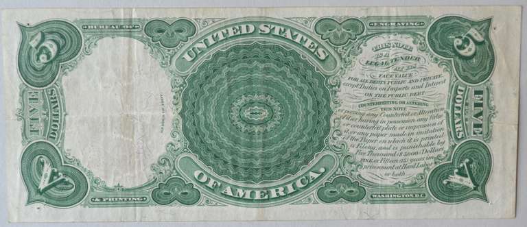 $ 5 Series 1907 Axeman US Note