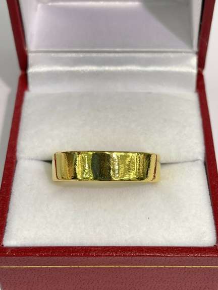 Pure 24kt Solid Yellow Gold Band Ring- Size 8
