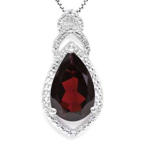 2.88 CT GARNET & DIAMOND STERLING SILVER PENDANT