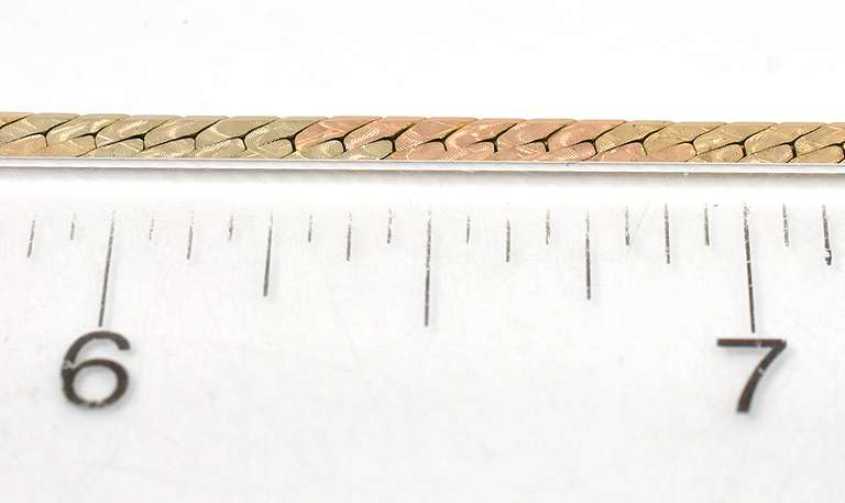 Sleek Curb Oval Chain Bracelet in 14KT Tri-Tone Gold