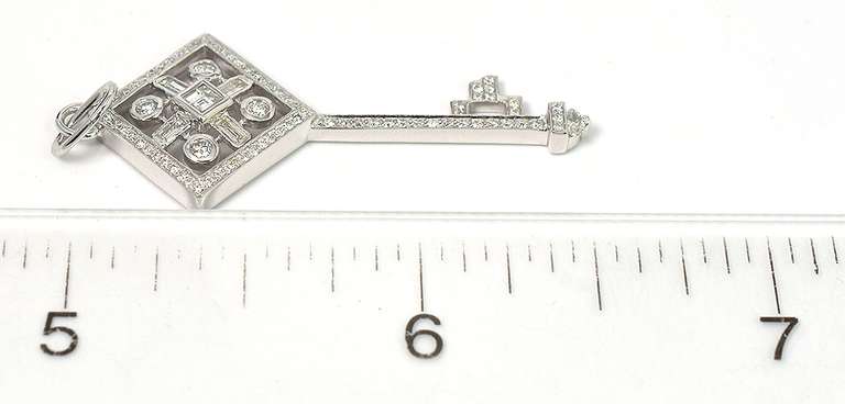 Charming 0.56CT Diamond Key Pendant in 18KT White Gold