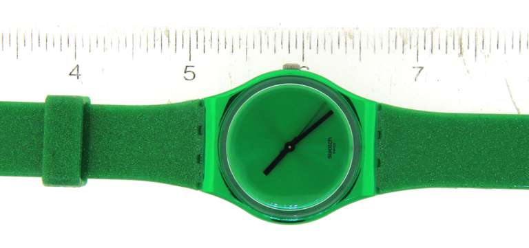 Swatch Green Glitter Silicone Strap Watch