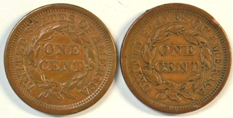 High grade 1850 & 1855 Braided Hair Large Cents