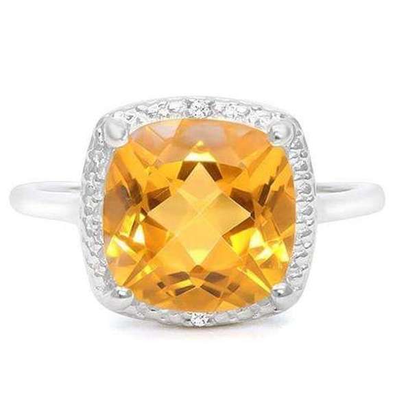STERLING SILVER 4.01 CT DARK CITRINE & DIAMOND COCKTAIL RING