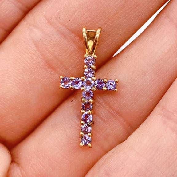 14kt Gold & Tanzanite Cross Pendant