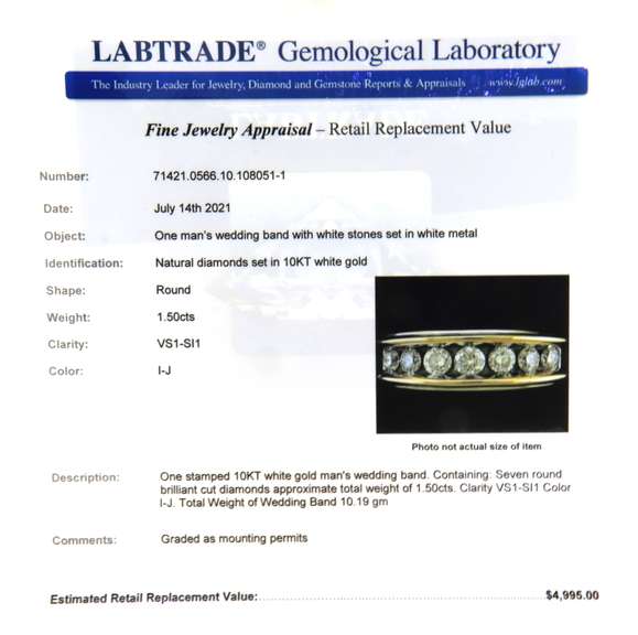 Outstanding White Gold Men's Wedding Band