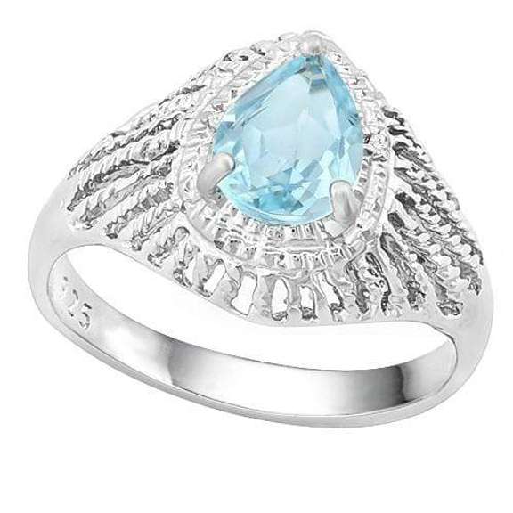 1.30 CT BABY SWISS BLUE TOPAZ & DIAMOND 925 STERLING SILVER RING