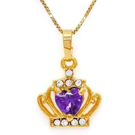 CREATED AMETHYST & CREATED DIAMOND GERMAN SILVER PENDANT