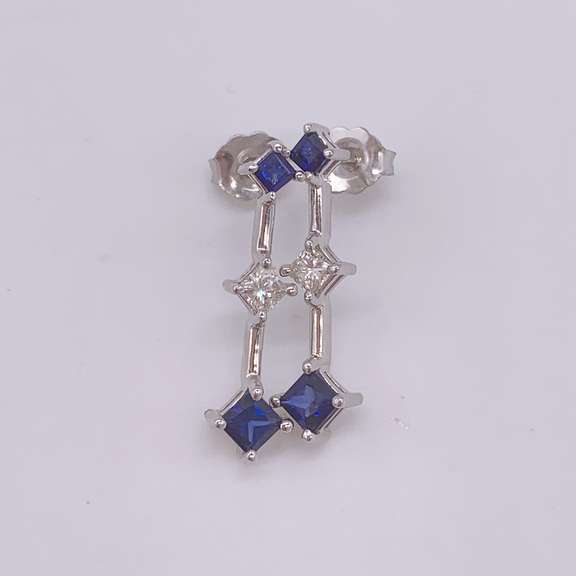 14kt Gold, Blue Sapphire, & Diamond Earrings