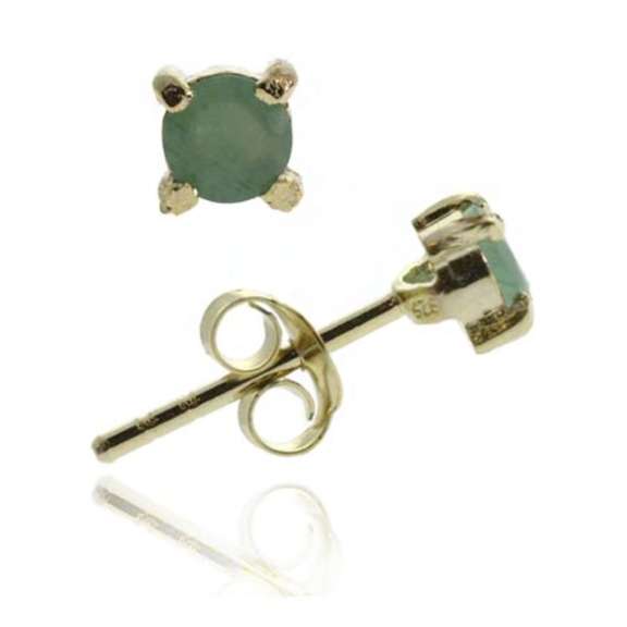 18K Gold over Sterling Silver Emerald 4mm Round Stud Earrings