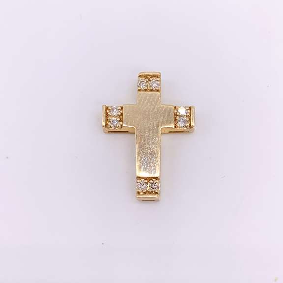 14kt Solid Yellow Gold & Diamond Cross Pendant