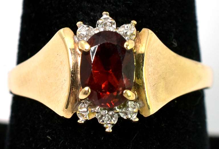 Bold Garnet Ring in Yellow Gold
