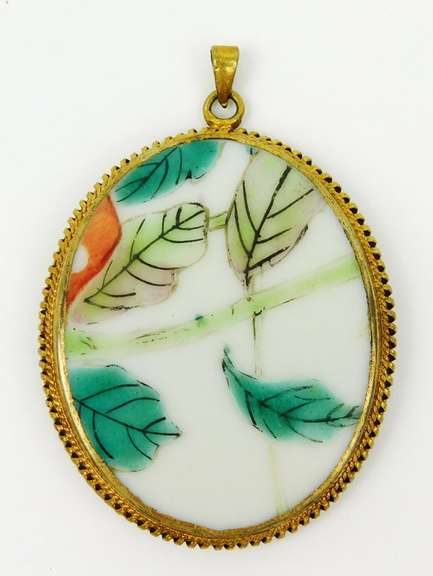 Large Chinese Porcelain Fragment Pendant