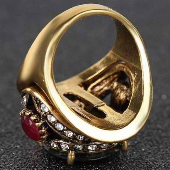 CREATED EMERALD & RUBY GERMAN SILVER RING