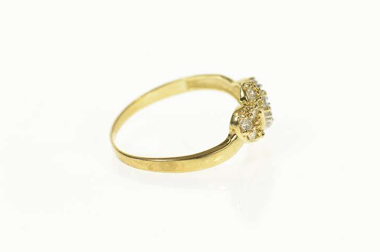 10K Yellow Gold Two Tone Pave Diamond Heart Love Promise Ring