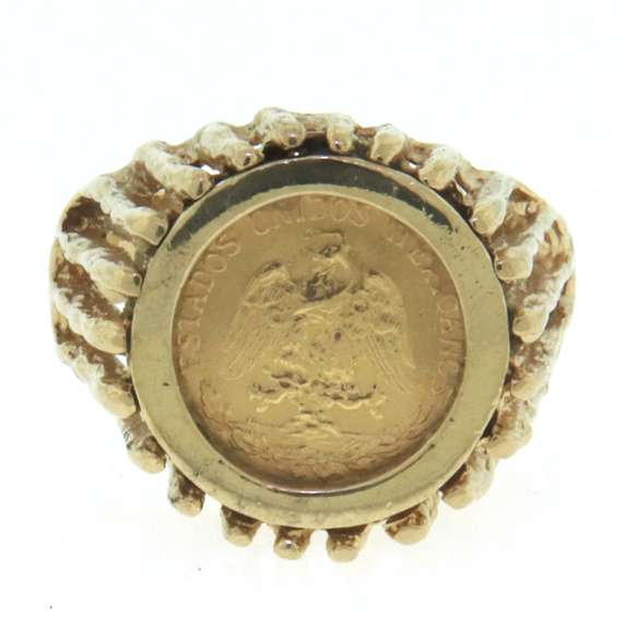 21kt Yellow Gold Dos Pesos Coin Ring